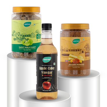 Natural Wellness Essentials (Jaggery Powder, Apple Cider Vinegar (Filtered) & Sweet Amla Candy)